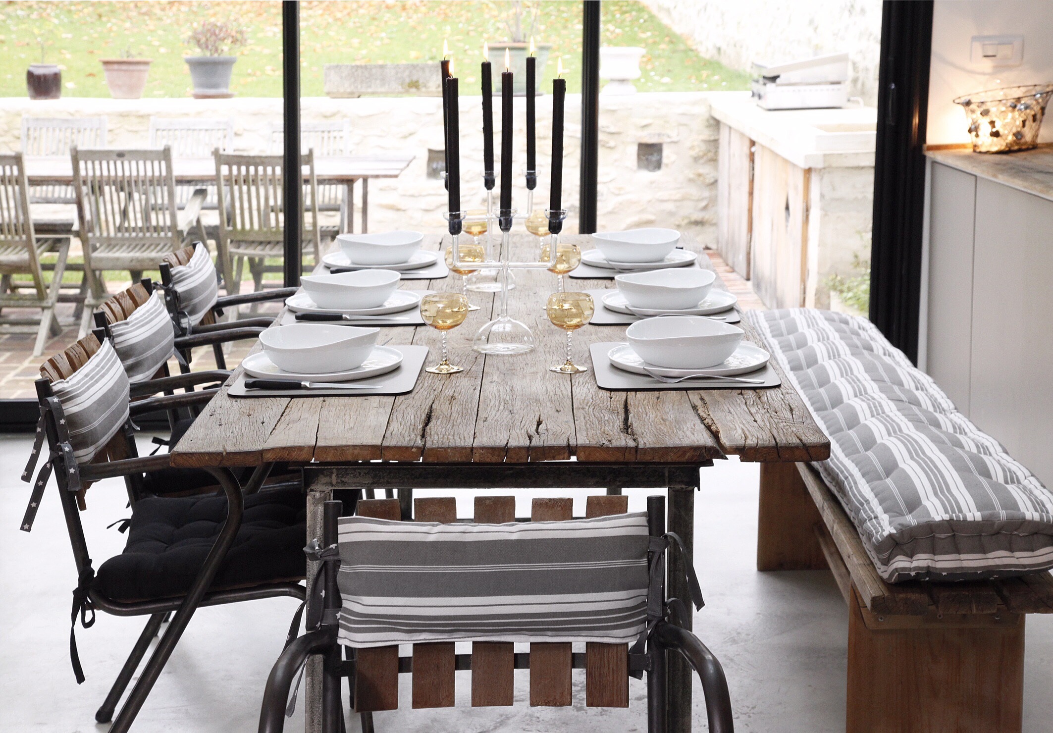 Coussins sur mesure pour banc et banquette
