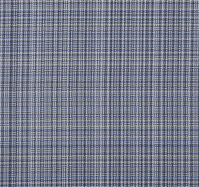 Le tissu bleu cobalt utilisé pour la banquette