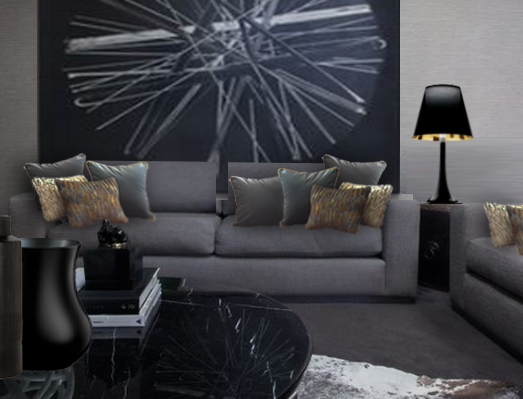Velours gris et grosse maille pour des coussins pour un canapé gris