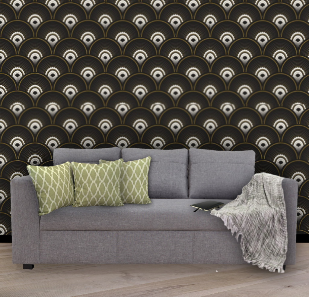 Coussins vert pour canapé gris