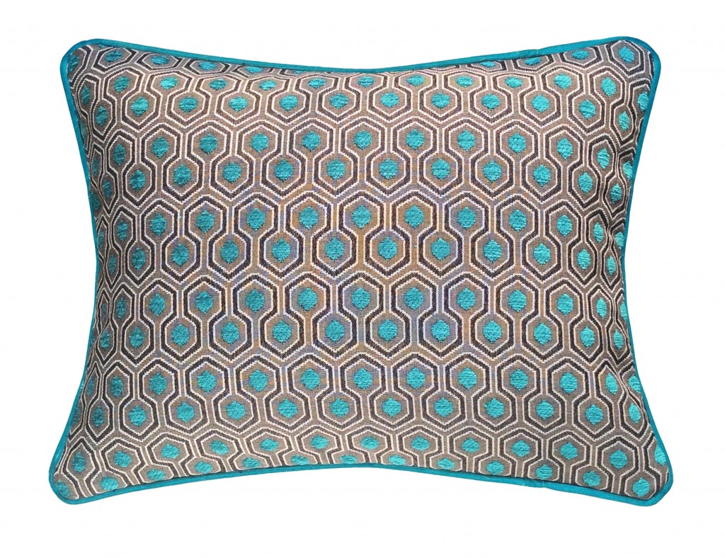 Coussins deco bleus velours turquoise