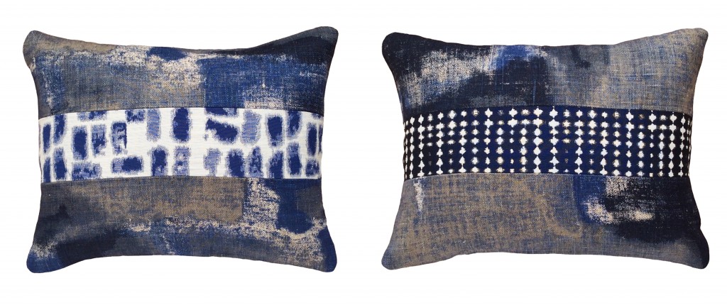 Coussins deco bleus haut de gamme rectangulaires 40x50