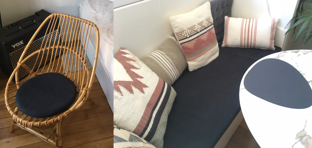 Coussin rond pour fauteuil en rotin