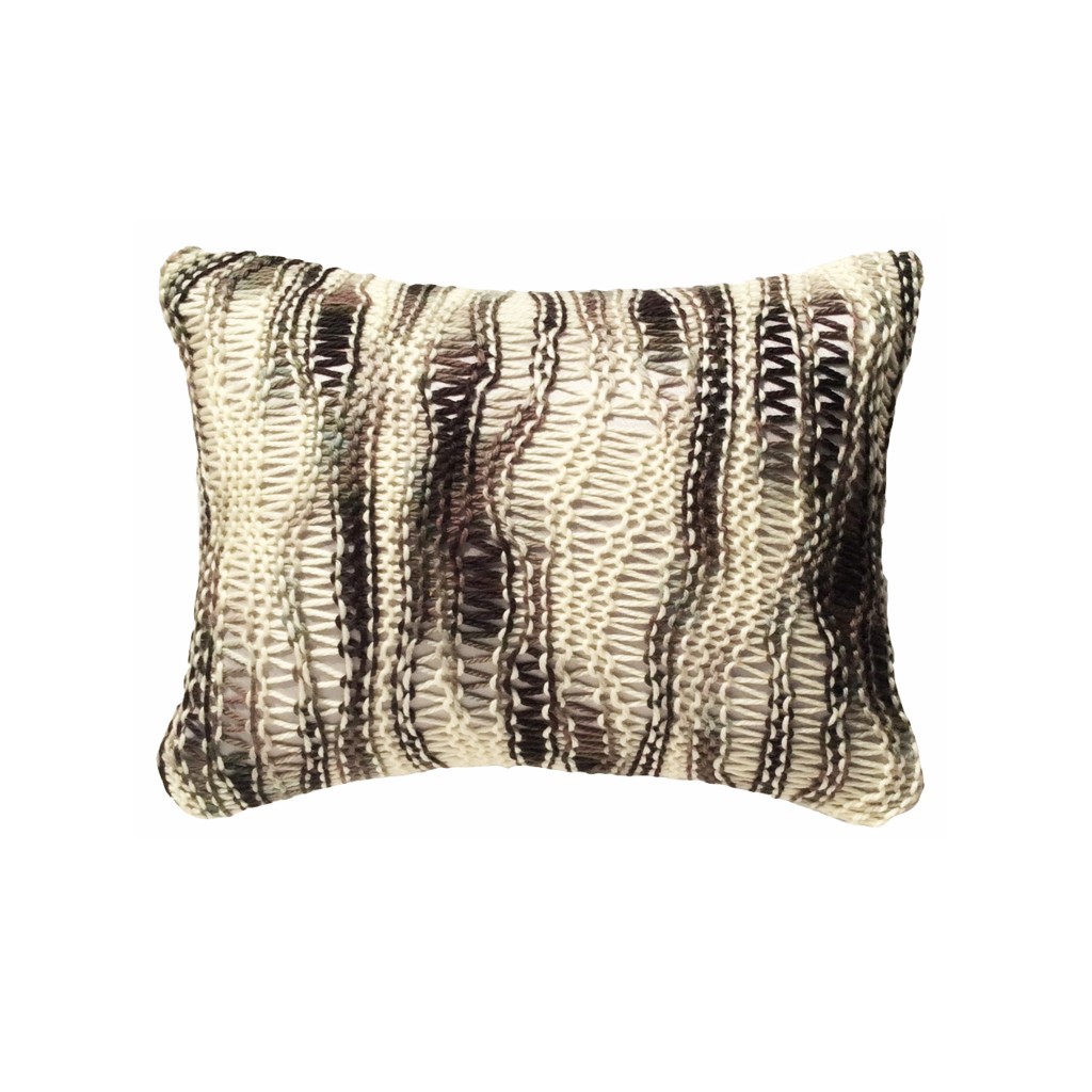 Coussin laine grosse maille noir et blanc