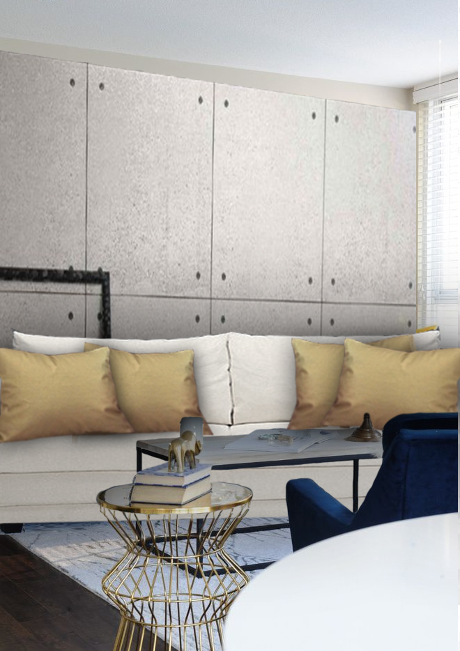 Coussin tendance doré haut de gamme sur canapé blanc