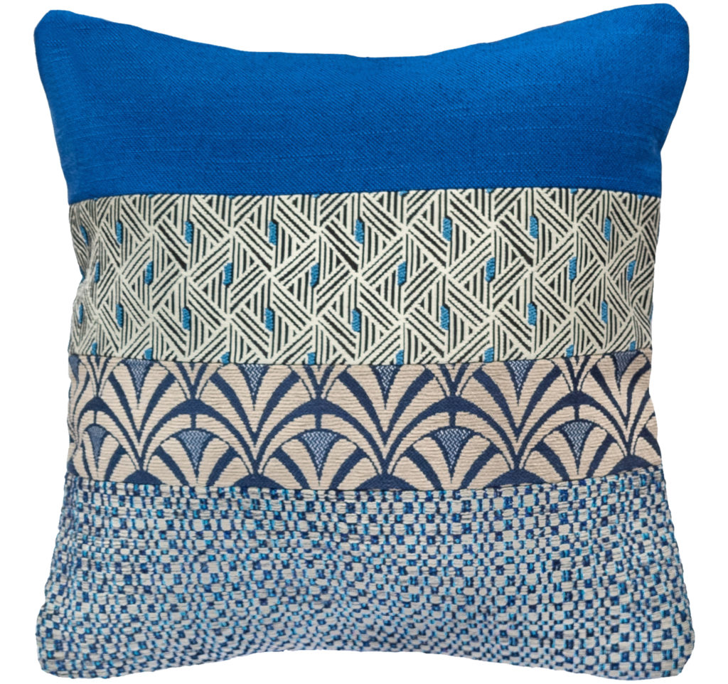 Coussin imprime bleu pièce unique