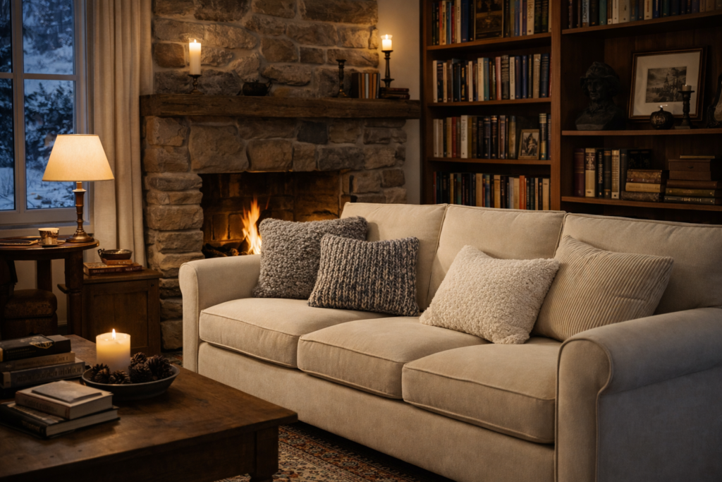 Coussins en laine et bouclette pour hiver chic et chaleureux