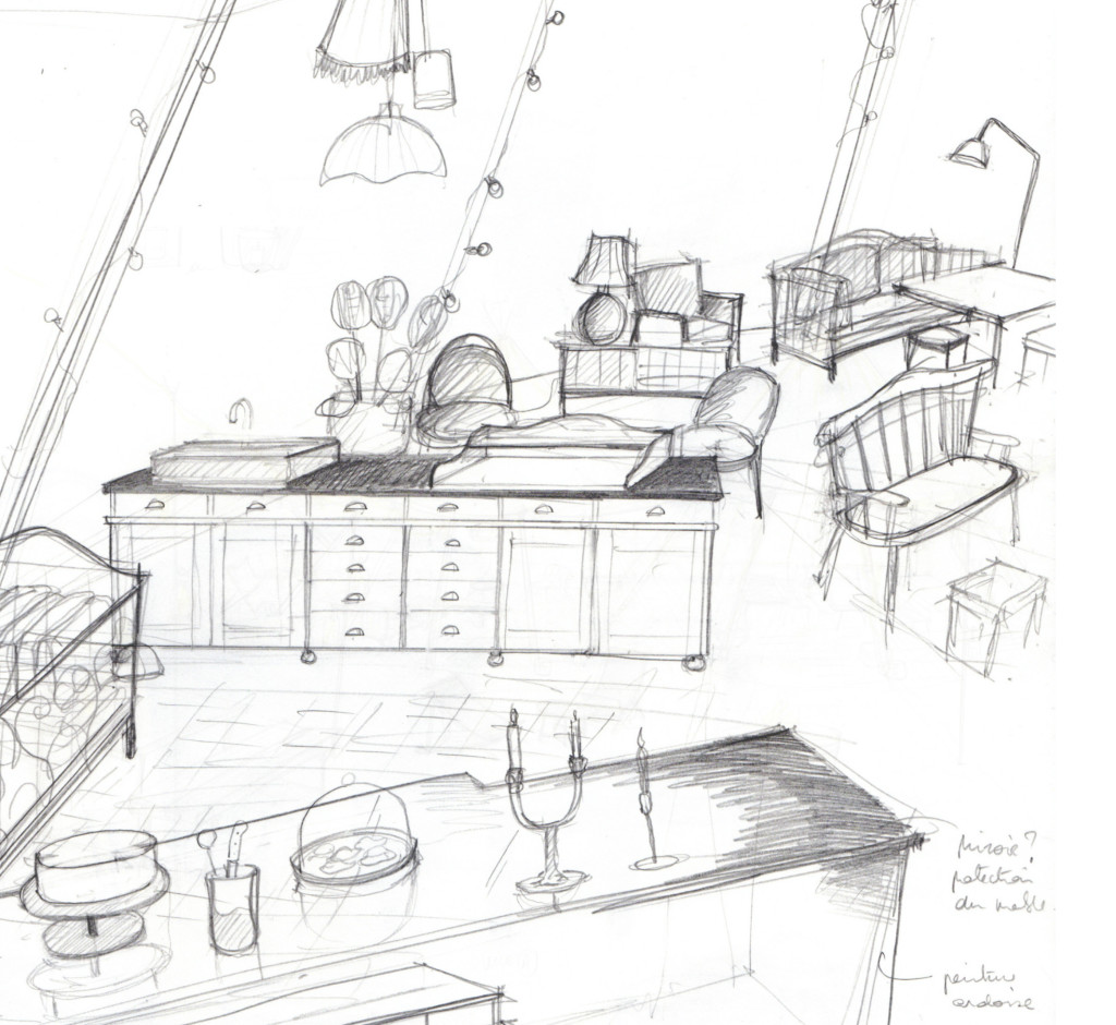 croquis mobilier architecte