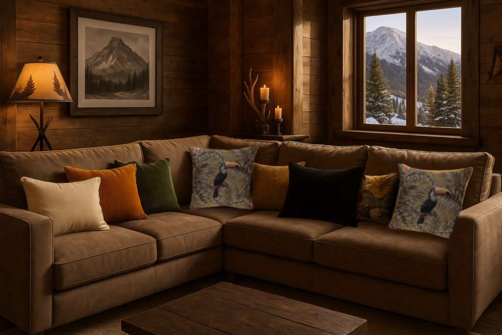 Coussins en velours pour ambiance chalet