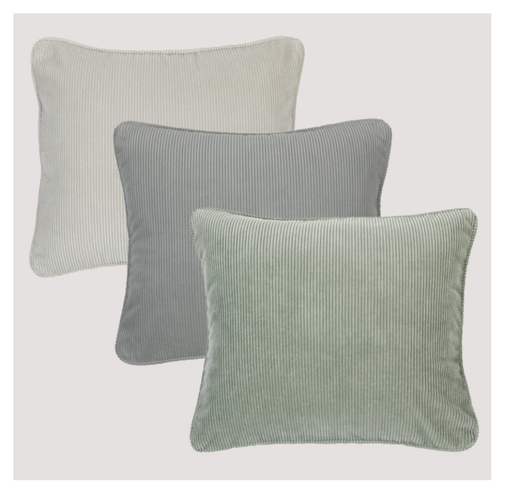 Coussin velours cotele gris haut de gamme