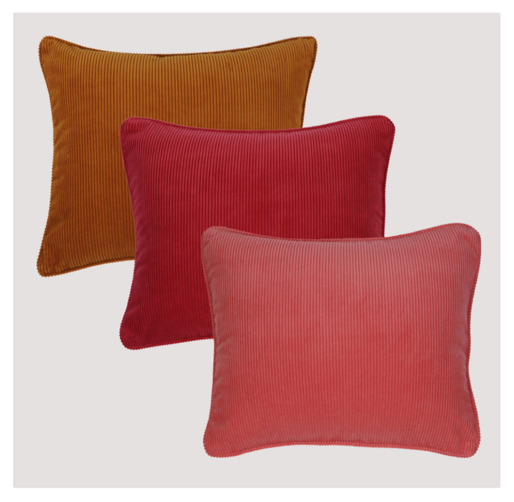 coussin velours terracotta et rose