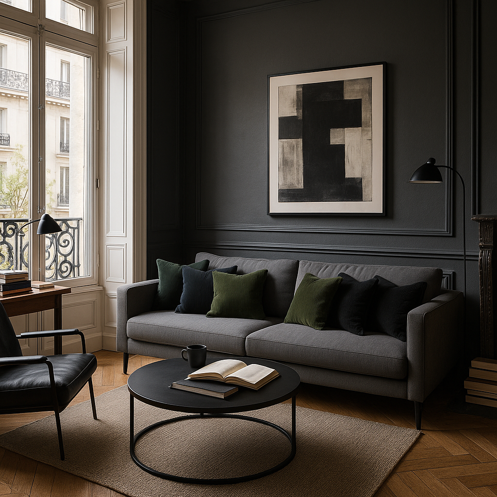 Coussins velours pour canapé gris masculin