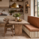 Banquette de cuisine avec coussins sur mesure épais et confortables dans un coin repas