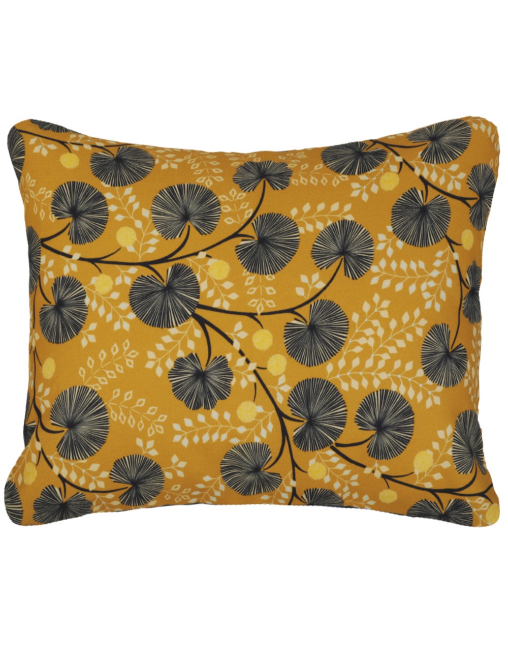 Housse de coussin, cale-dos jaune avec galon doré - 50 x 30 cm - création  artisanale - Un grand marché