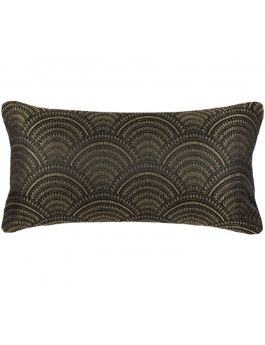 Coussin rectangulaire marron et or 60x30