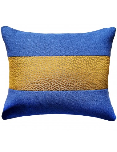 Coussin bleu et or 50x40