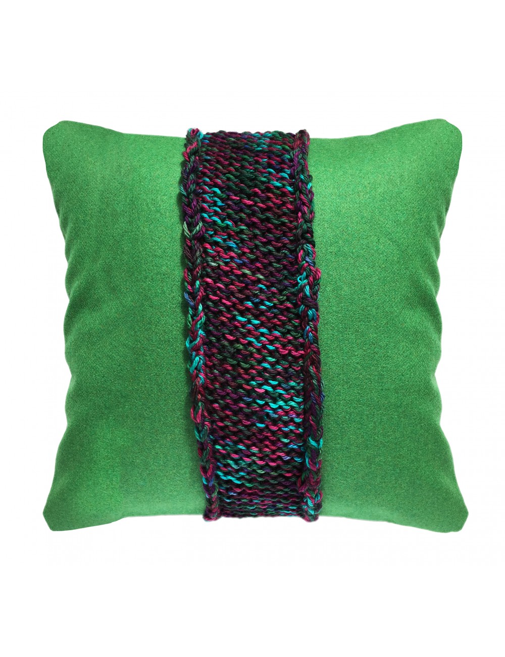 Coussin vert en laine