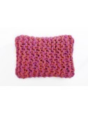 Coussin en laine rose et corail 40x30