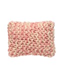 Coussin rose et blanc en laine 40x30