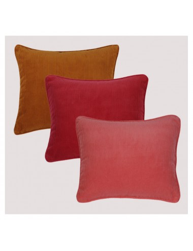 Coussin terracotta en velours côtelé 50x40