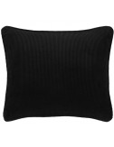 Coussin en velours côtelé noir 50x40