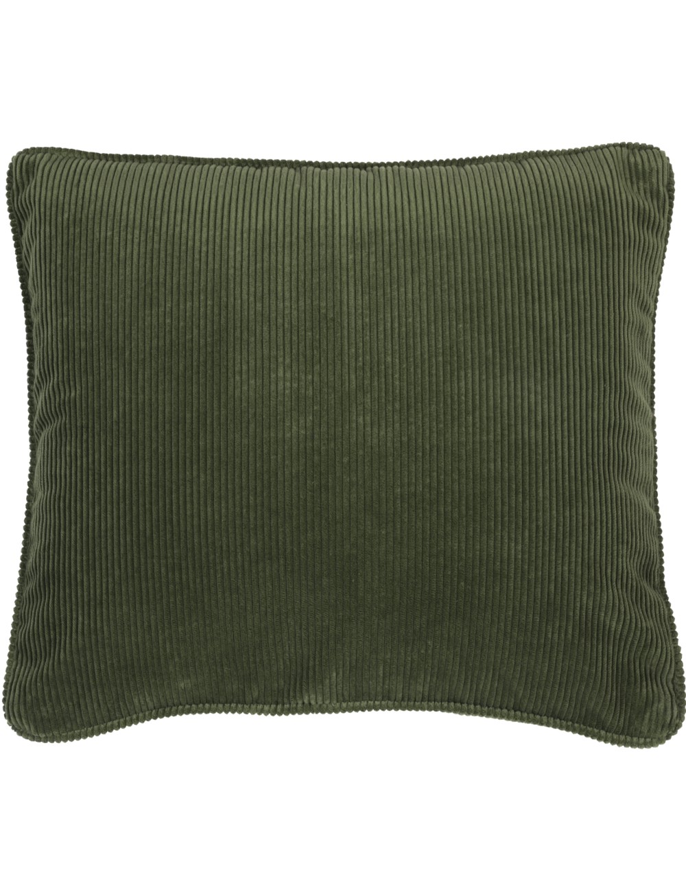 Coussin vert kaki en velours côtelé 50x40