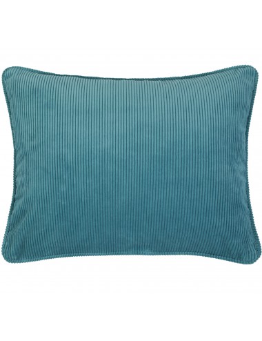 Coussin bleu en velours côtelé 50x40