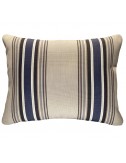 Coussin extérieur bleu marine et beige 50x40