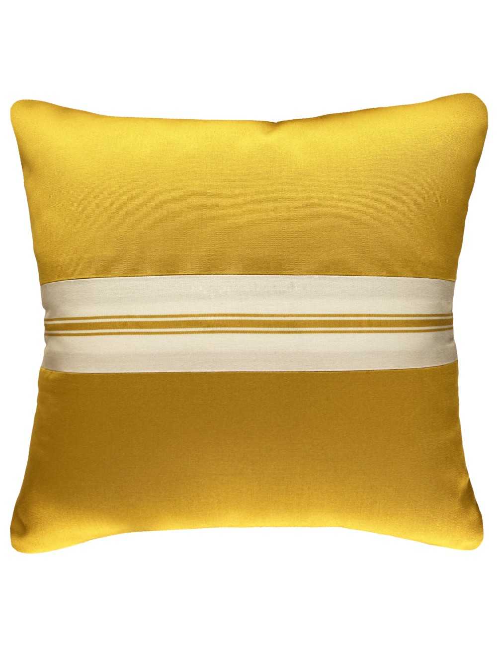 Coussin extérieur imperméable jaune vif et blanc 50x50