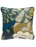 Coussin vert imprimé feuilles 40x40