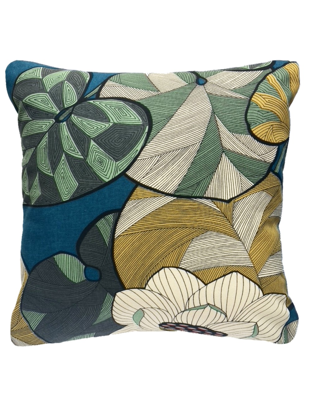 Coussin vert imprimé feuilles 40x40