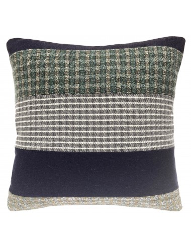 Coussin à carreaux bleu marine et vert 45x45