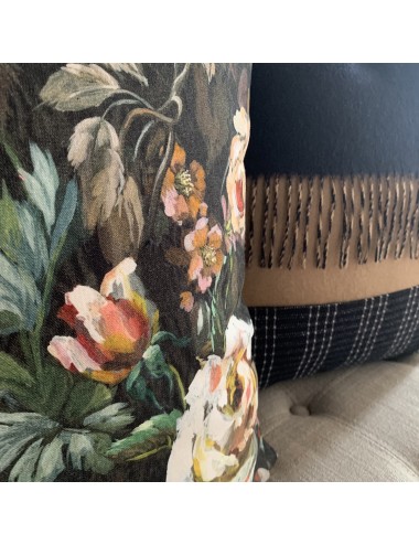 Coussin écossais noir et beige 45x45