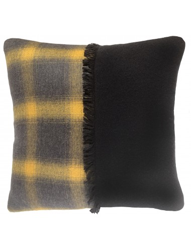 Coussin écossais noir et jaune 45x45