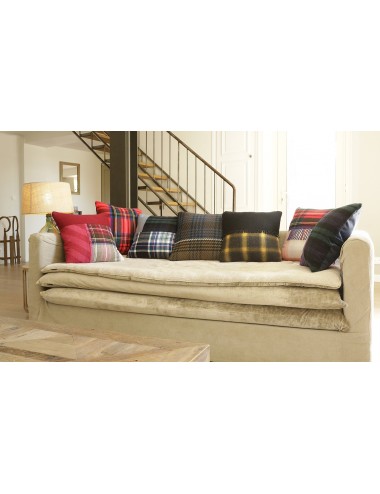 Coussin à carreaux rouge en cachemire 45x45