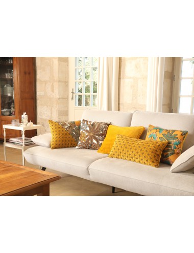 Coussin jaune motarde imprimé 40x40