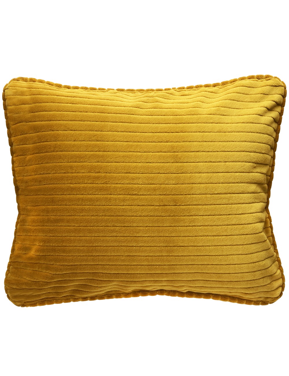 Coussin velours côtelé jaune moutarde 50x40