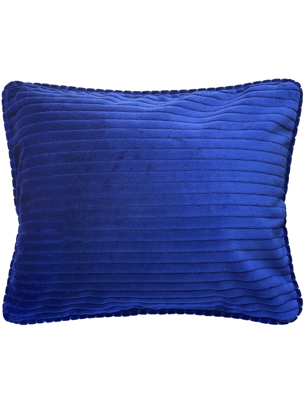 Coussin bleu client en velours côtelé 50x40