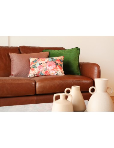 Coussin en velours côtelé vert 50x40