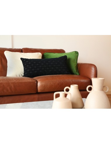 Coussin en velours côtelé vert 50x40