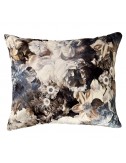 Coussin velours noir fleuri