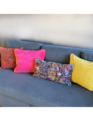 Coussin rectangulaire rose et violet 60x30