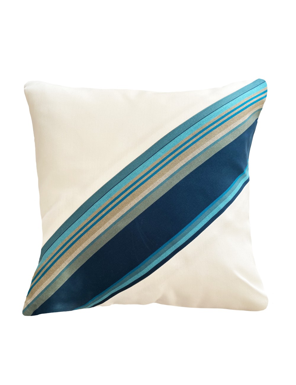 Coussin extérieur bleu canard et blanc 40x40 Coussin extérieur bleu canard et blanc 40x40