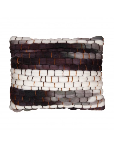 Coussin noir et blanc en laine artisanal 40x30