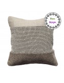 Coussin écru et taupe en laine et bouclette 40x40 cm