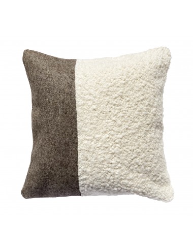 Coussin en laine et bouclette taupe et écrue 40x40 cm