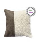 Coussin en laine et bouclette taupe et écrue 40x40 cm
