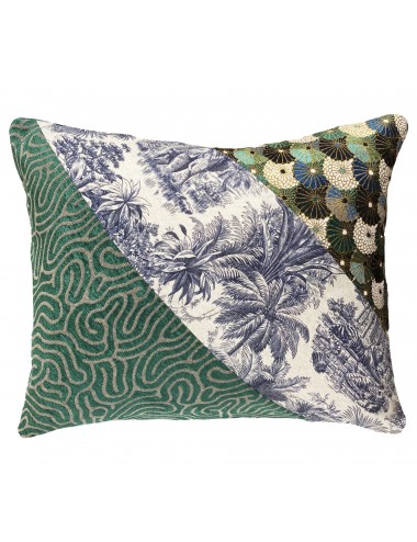 Coussin vert et bleu original 50x40