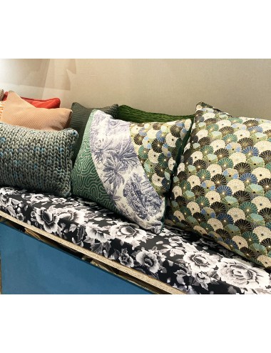 Coussin vert et bleu original 50x40