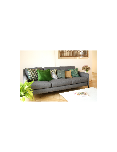 Coussin en velours côtelé vert 50x40